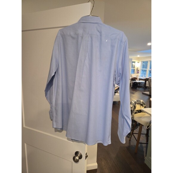 #71 LL Bean Button Down Men Shirt Large 0FKD3 Wrinkle Resistant Blue White Check - Picture 4 of 4